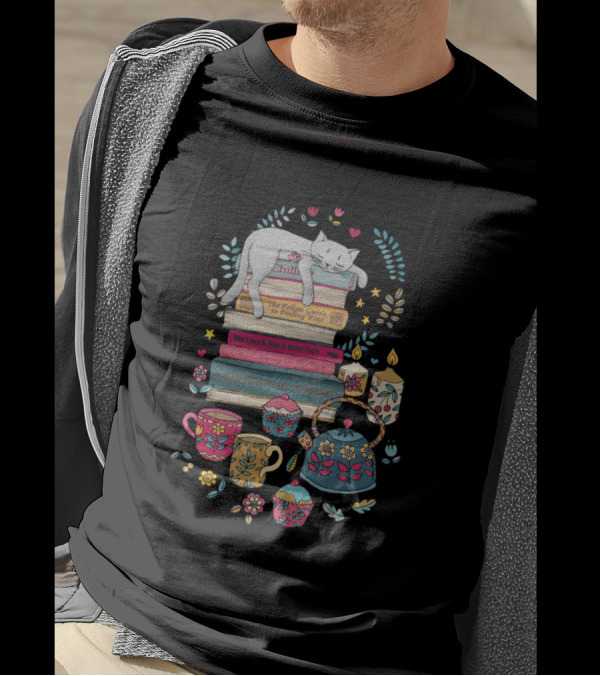 Cats How To Hygge Like A Cat Cozy Chill Relax Kitty Candles And Tea T-Shirt
