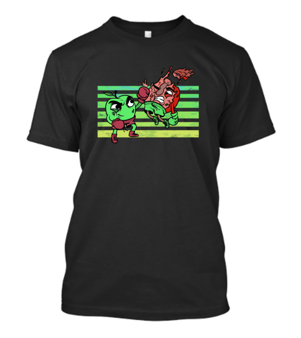 Green Apple Versus Red Apple Boxing Stripes Showdown T-Shirt
