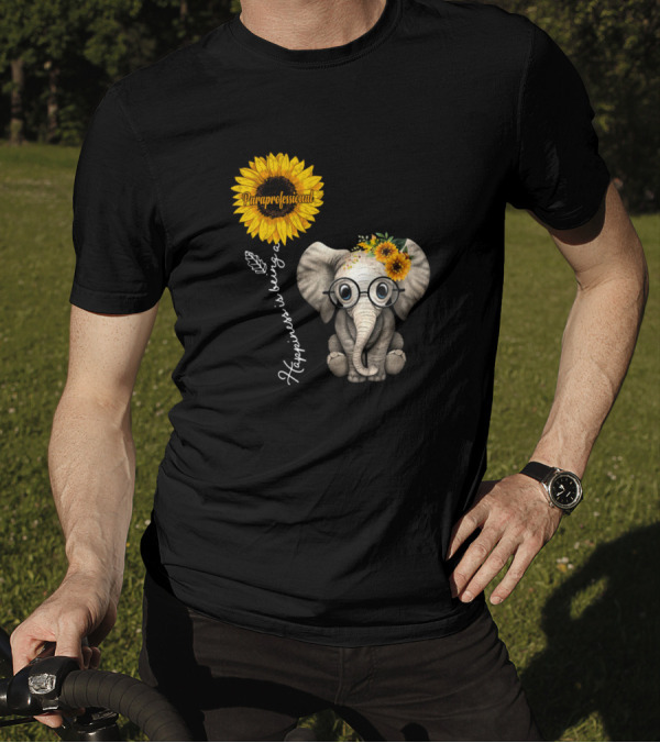 Happiness Is Being A Paraprofessional Sunflower Elephant T-Shirt