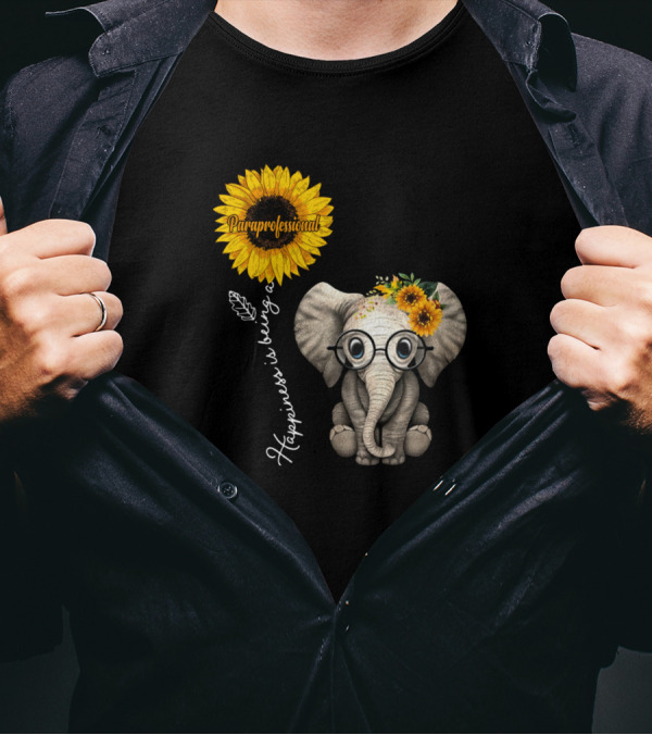 Happiness Is Being A Paraprofessional Sunflower Elephant T-Shirt