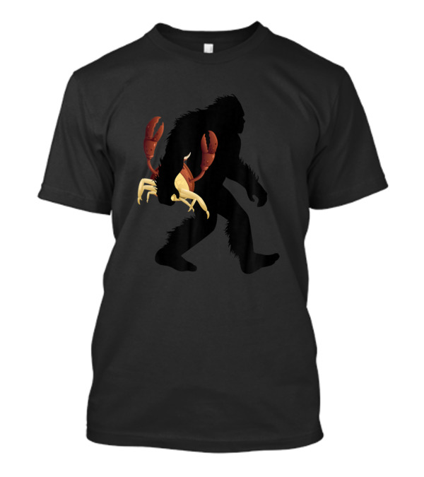 Sasquatch Silhouette Holding Crab Bigfoot Carrying Crustacean T-Shirt