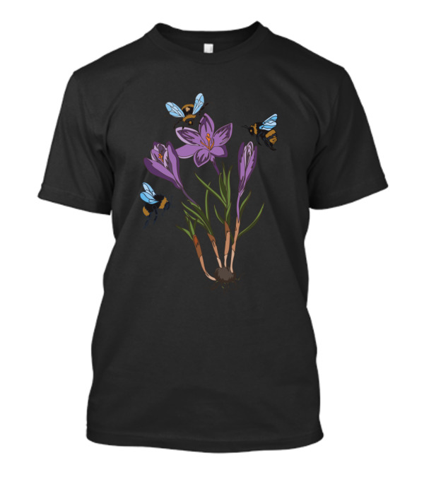 Crocus Flowers And Bees Botanical Garden Harmony T-Shirt
