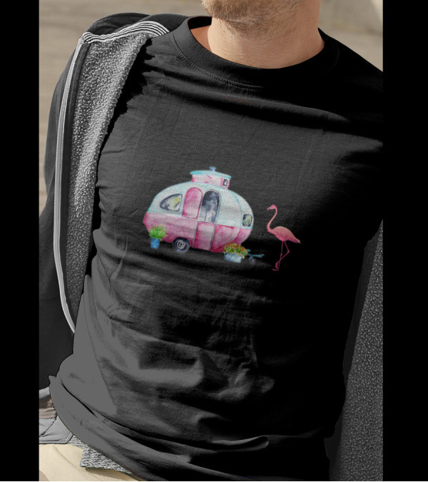 Camper Queen Classy Sassy And A Bit Smart Assy Flamingo Caravan T-Shirt