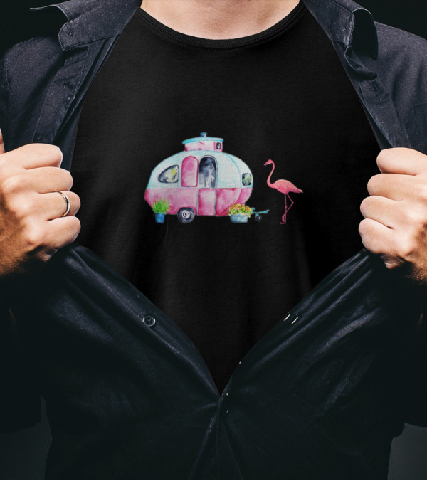 Camper Queen Classy Sassy And A Bit Smart Assy Flamingo Caravan T-Shirt
