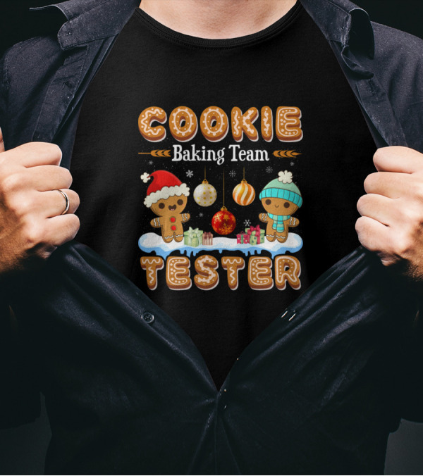 Cookie Baking Team Tester Cute Gingerbread Snow Scene T-Shirt