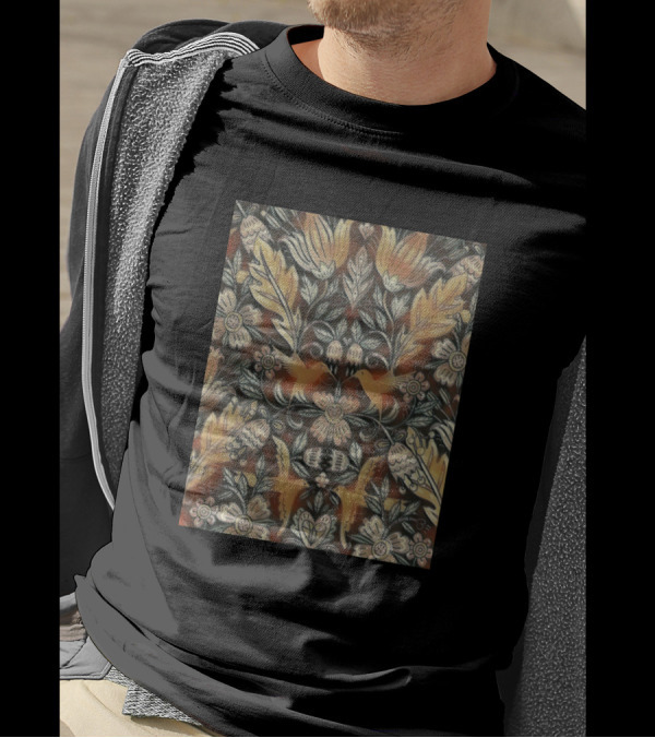 Birds With Tapestry Effect Floral Pattern Symmetry T-Shirt