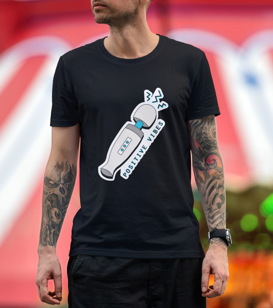 Positive Vibes Massage Wand Icon with Zap Lines T-Shirt