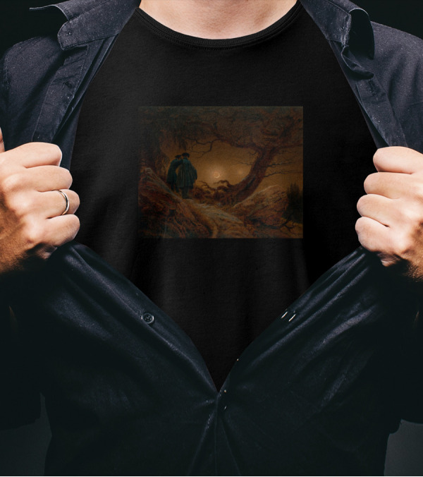 Two Men Contemplating The Moon Caspar David Friedrich T-Shirt