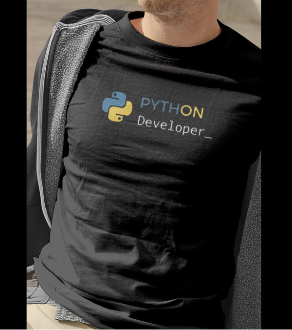 PYTHON Developer With Iconic Blue Yellow T-Shirt