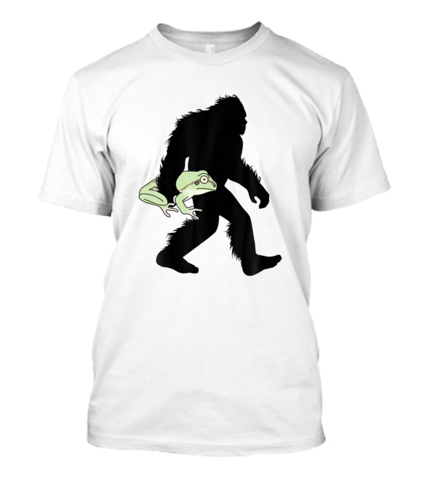 Bigfoot Sasquatch Silhouette With Funny Frog And Tadpole T-Shirt