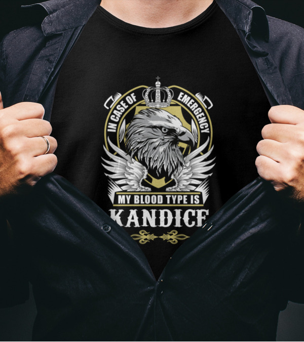 In Case Of Emergency My Blood Type Is Kandice Eagle Crown Emblem T-Shirt