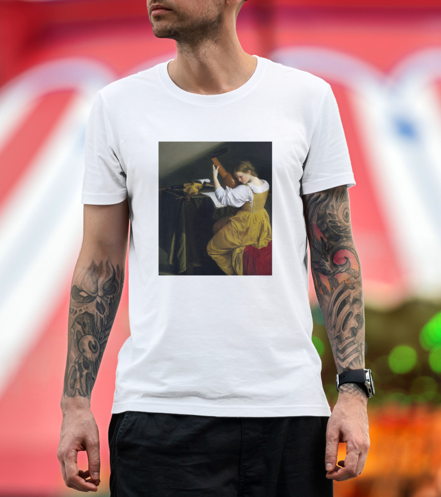 Orazio Gentileschi The Lute Player Renaissance Painting Scene T-Shirt