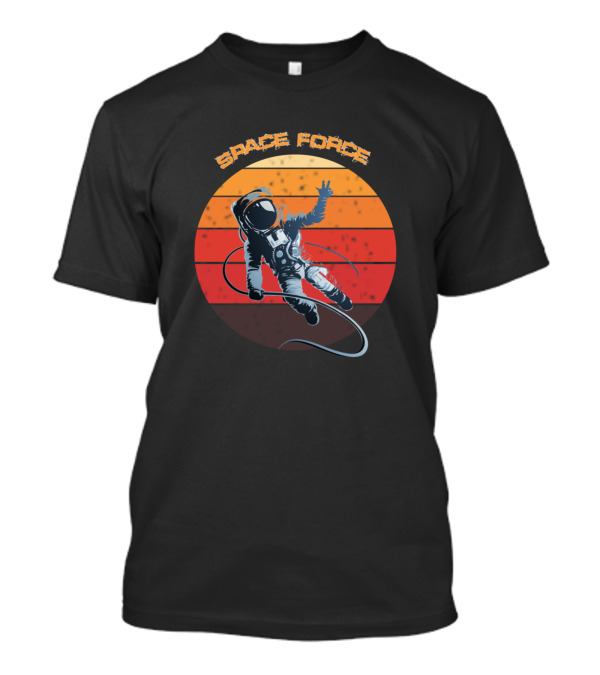 Space Force Astronaut Retro Sunset Peace Sign T-Shirt