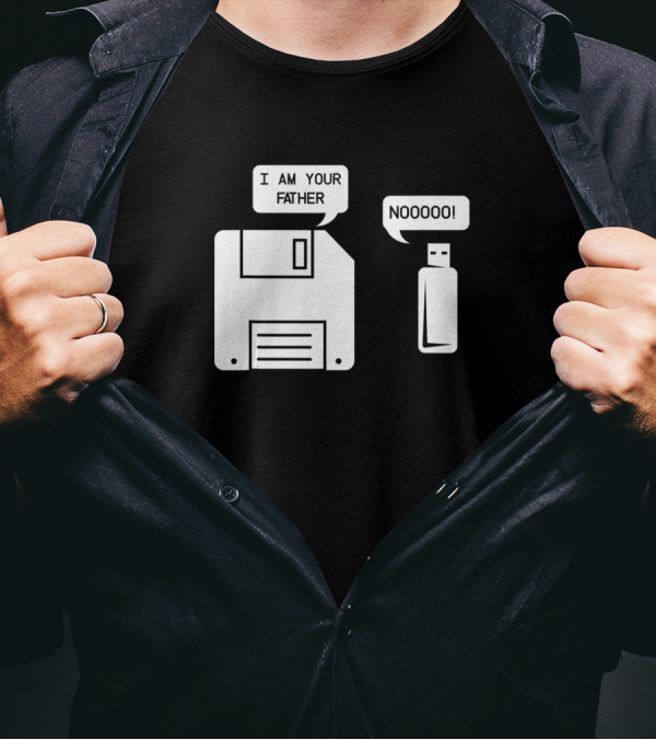 Usb Floppy Disk I Am Your Father Noooo Geek T-Shirt