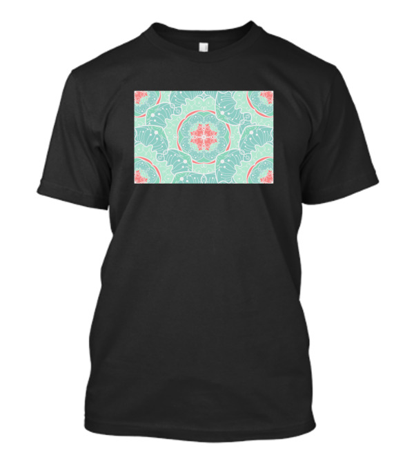Boho Neck Gaiter Teal Pink Floral T-Shirt