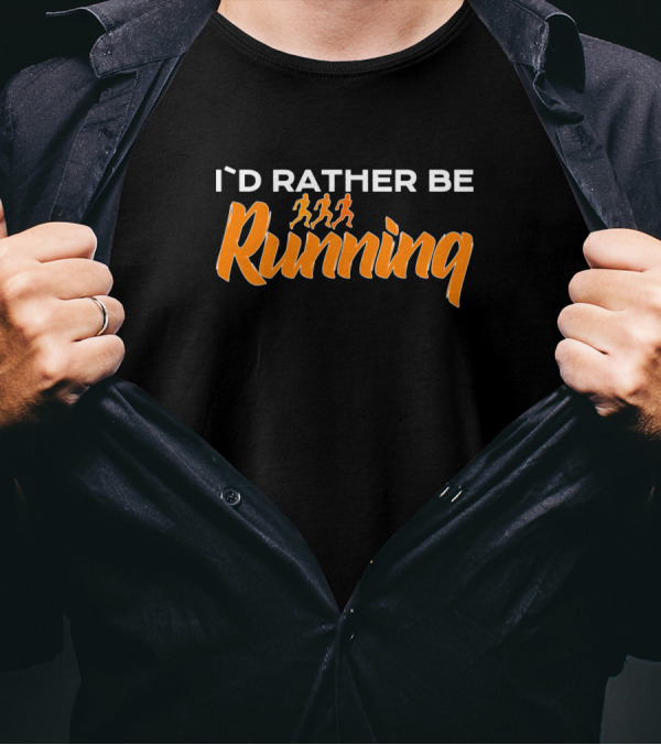 I'D Rather Be Running With Orange Runner Icons T-Shirt