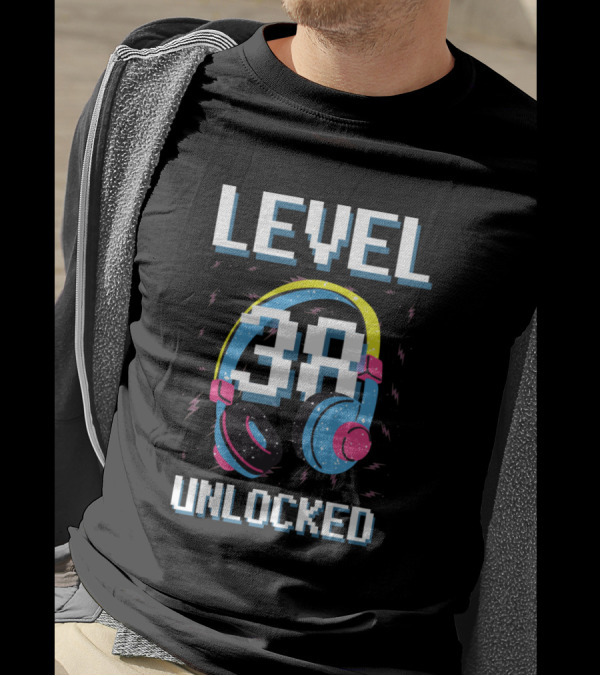 LEVEL 38 UNLOCKED GAMING BIRTHDAY WITH HEADPHONES T-Shirt