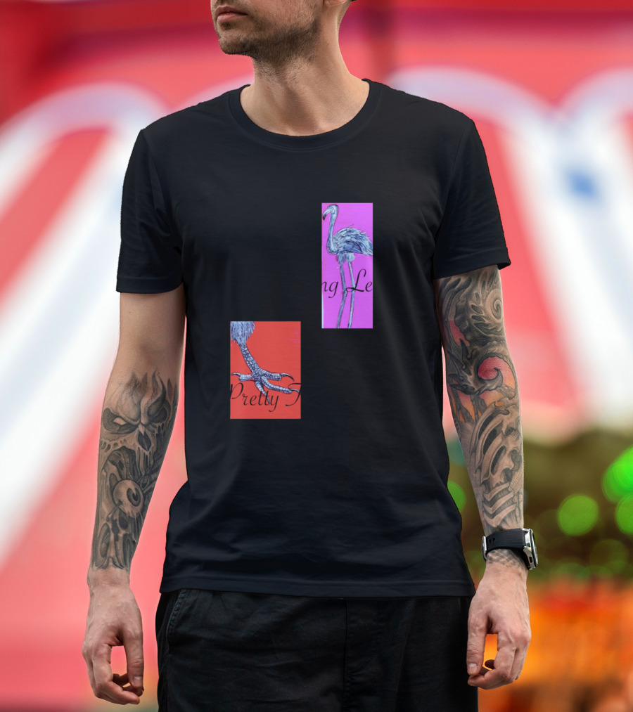 Long Legs Pretty Toes Flamingo on Red and Pink Backgrounds T-Shirt