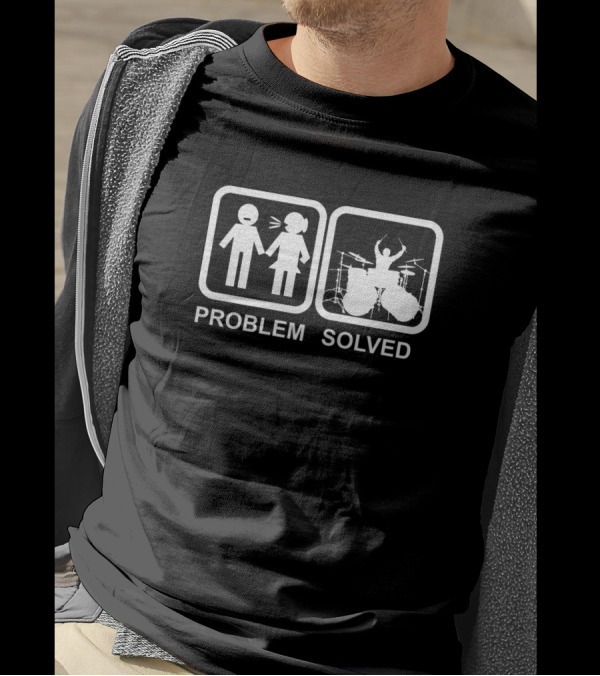 Problem Solved Drumming Drummer Drums Icon Solution T-Shirt