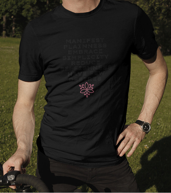 Manifest Plainness Embrace Simplicity Reduce Selfishness Have Few Desires Minimalist Lotus Motif T-Shirt