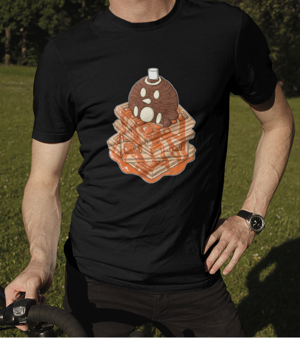 Penguin Chocolate Ice Cream Waffles Stack With Syrup T-Shirt