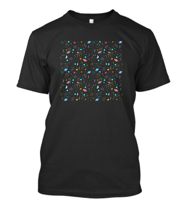 Universe Cosmic Pattern Stars Planets Spaceships T-Shirt