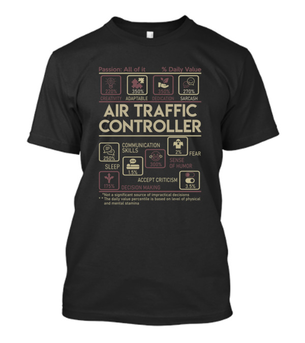 Air Traffic Controller Creativity Communication Skills Dedication Adaptable Sense Of Humor T-Shirt