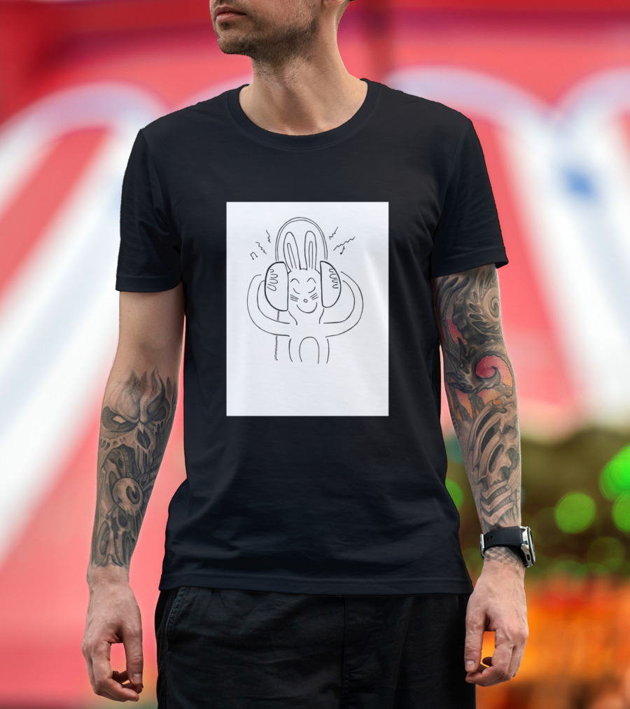 Happy Bunny Listening to Music with Headphones T-Shirt