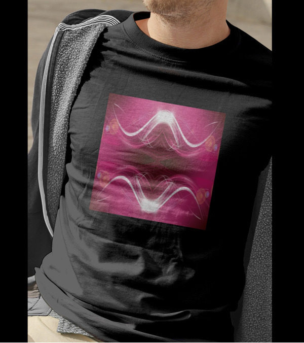 Geometric Symmetrical Pink Neon Waves T-Shirt