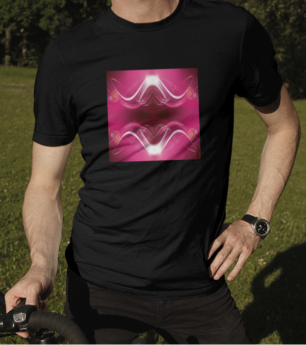 Geometric Symmetrical Pink Neon Waves T-Shirt