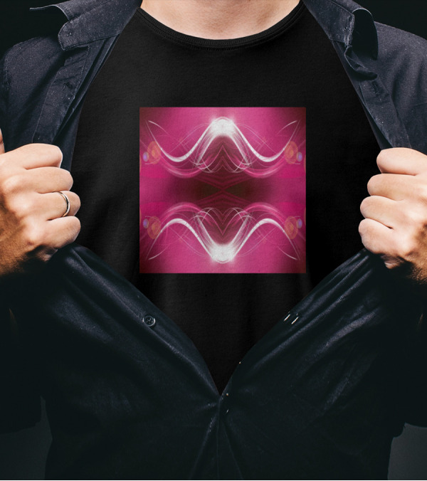 Geometric Symmetrical Pink Neon Waves T-Shirt