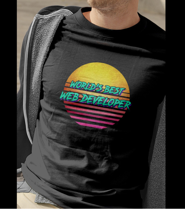 World's Best Web Developer Retro Sunset T-Shirt