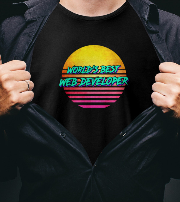 World's Best Web Developer Retro Sunset T-Shirt