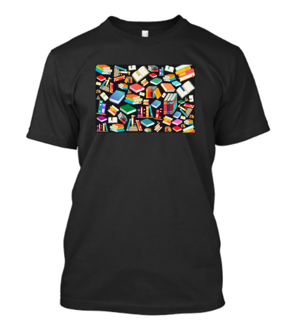 So Many Colorful Books Pattern With Stacks And Open Pages T-Shirt