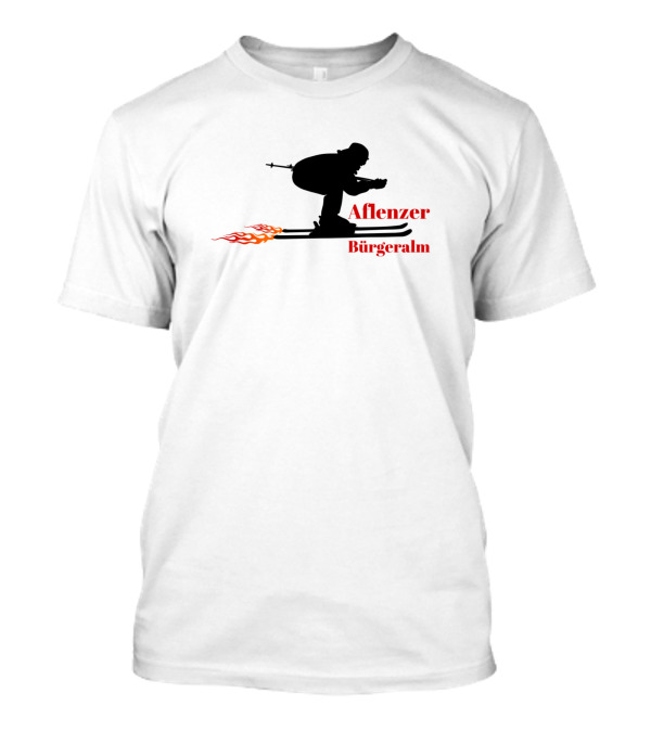 Aflenzer Bürgeralm Austria Ski Silhouette With Flames T-Shirt