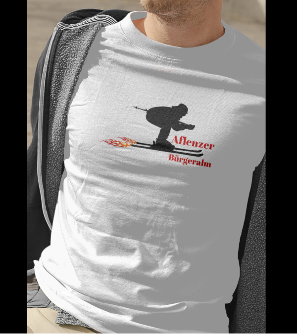 Aflenzer Bürgeralm Austria Ski Silhouette With Flames T-Shirt