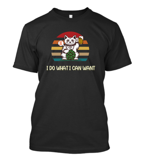 I Do What I Can Want Happy Beer Cat Retro Hop Circle T-Shirt