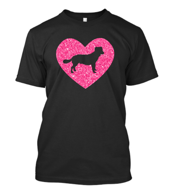 Nova Scotia Duck Tolling Retriever Silhouette In Glitter Heart T-Shirt