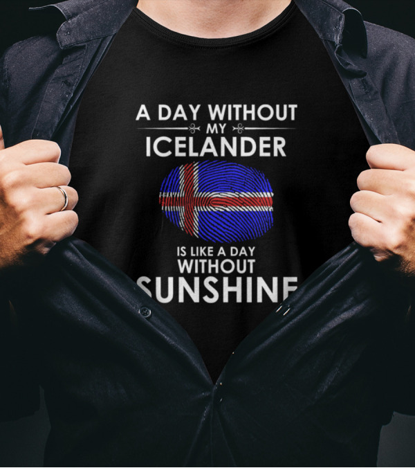 A Day Without My Icelander Is Like A Day Without Sunshine Iceland Flag T-Shirt
