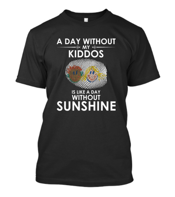A Day Without My Kiddos Is Like A Day Without Sunshine Fingerprint Smiley Face T-Shirt