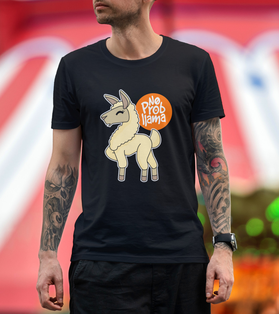 No Prob Llama Cartoon T-Shirt