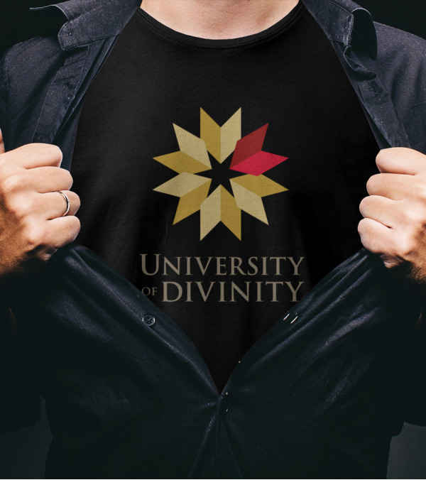 University Of Divinity Star Emblem Gold And Red T-Shirt