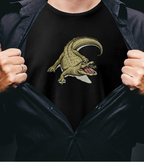 Green Crocodile Reptile Open Mouth Predator Animal T-Shirt