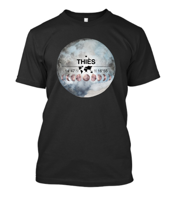 Thiès Senegal 14°47'N 16°55'W Moon Phases Watercolor Map T-Shirt