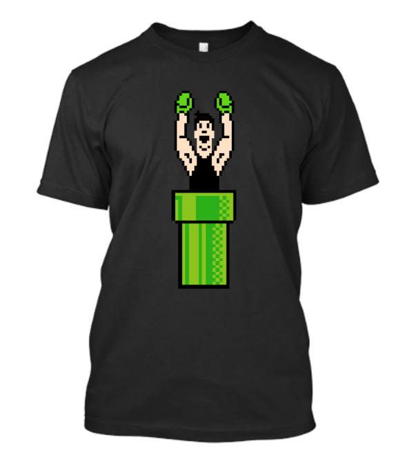 8 Bit Pixel Boxer In Green Pipe T-Shirt