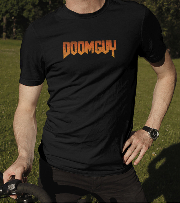 Doom Guy Video Game Inspired Text T-Shirt