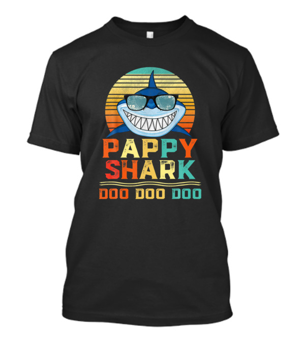 Pappy Shark Doo Doo Doo Retro Family Shark Birthday T-Shirt