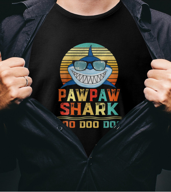 Pawpaw Shark Doo Doo Doo Family Matching Birthday T-Shirt