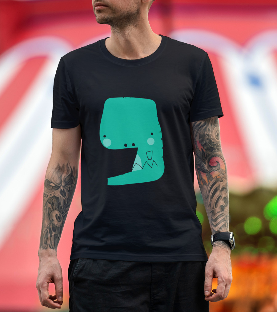 Cute Dinosaur Small Rex Doodle Green Cartoon Drawing T-Shirt