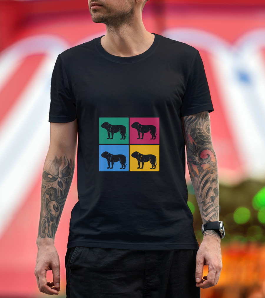 MY BEST FRIEND IS A BULLDOG POP ART SILHOUETTES PAW PRINTS T-Shirt